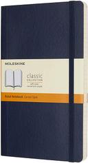moleskine classic ruled paper notebook soft cover and elastic closure journal color sapphire blue size large 13 x 21 a5 192 pages - SW1hZ2U6NTc1MTM=