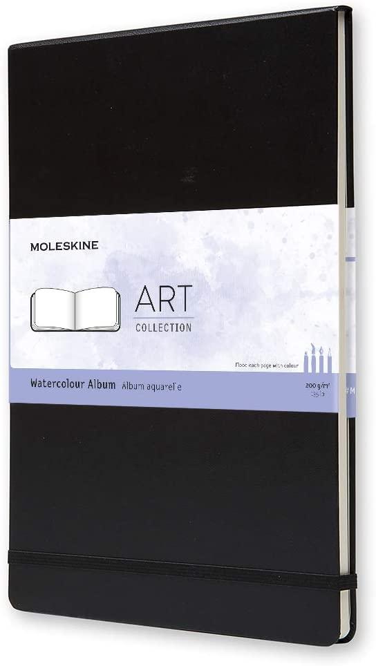 moleskine art collection watercolor album notebook for drawing hard cover paper suitable for watercolour pencils and paints colour black a4 size 21 x 29 7 cm 60 pages - SW1hZ2U6NTc0MzI=
