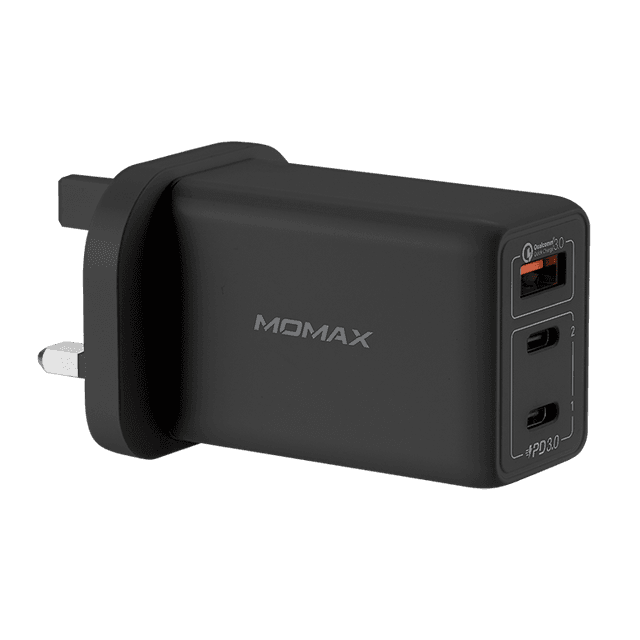 momax 3 port 65w gan charger plug black - SW1hZ2U6NTQzMjk=