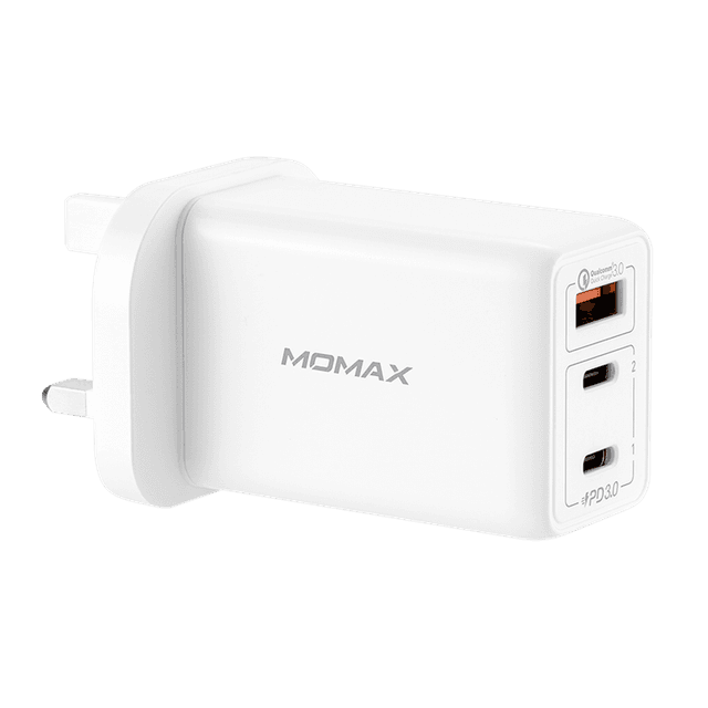 momax 3 port 65w gan charger plug white - SW1hZ2U6NTQzMzI=