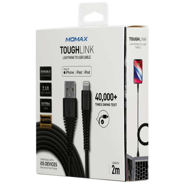momax tough link lightning cable 2m black - SW1hZ2U6NTQ0NDk=