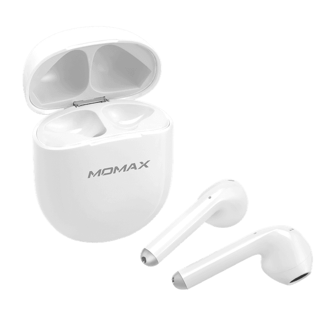 سماعات ايربودز موماكس لاسلكية بلون أبيض Momax White Wireless Bluetooth Earbuds - SW1hZ2U6NTQxMzU=