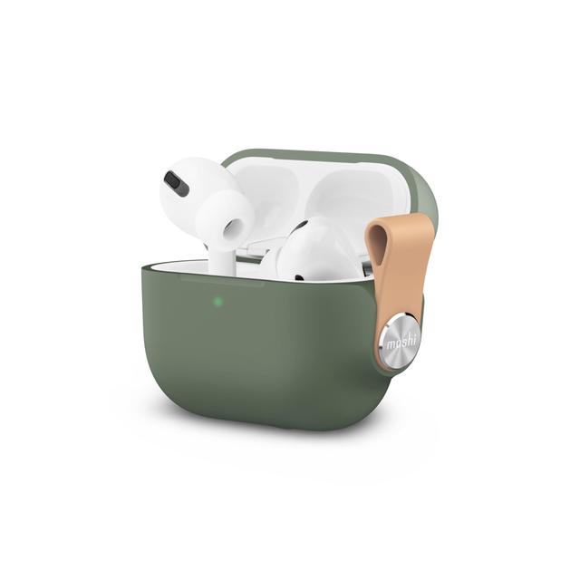 moshi pebbo airpods pro case shock absorb stylish airpods pro cover w detachable wrist strap included lintguard protection wireless charging compatible w led indicator mint green - SW1hZ2U6NjE0MzE=