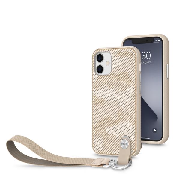 moshi altra apple iphone 12 mini case antimicrobial slim shell cover drop protection detachable wrist strap w snapto system wireless pass through charging compatible beige - SW1hZ2U6NzE0OTY=