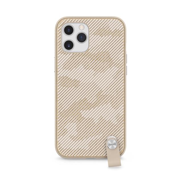 moshi altra apple iphone 12 pro max case antimicrobial slim shell cover drop protection detachable wrist strap w snapto system wireless pass through charging compatible beige - SW1hZ2U6NzE1NDU=