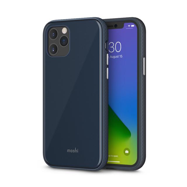 moshi iglaze apple iphone 12 pro max case slim hardshell cover drop protection durable hybrid construction w snapto system wireless pass through charging compatible blue - SW1hZ2U6NzE1NTI=