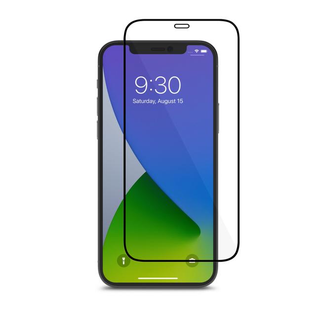 moshi airfoil pro apple iphone 12 12 pro screen protector edge to edge screen protection 2x stronger than glass anti scratches anti shatter easy install clear w black frame - SW1hZ2U6NzEzNzY=