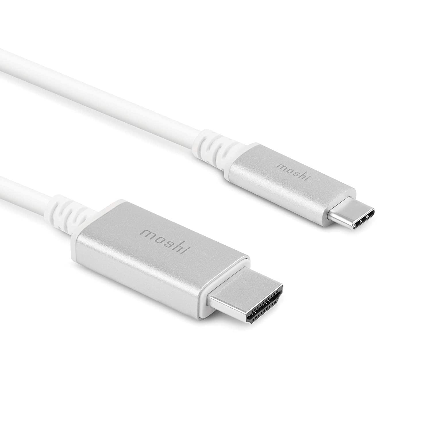 كيبل 0.25 متر  ( من USB-C الى HDMI ) - ابيض Moshi - USB-C to HDMI Cable 2M - 4K USB Type C to HDMI Adapter Cable