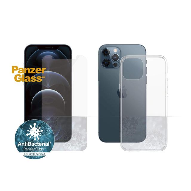 panzerglass iphone 12 pro max clearcase screen protector full protection treated w anti microbial anti scratch anti ageing anti discoloration supports wireless charging bundle - SW1hZ2U6NzExNzI=