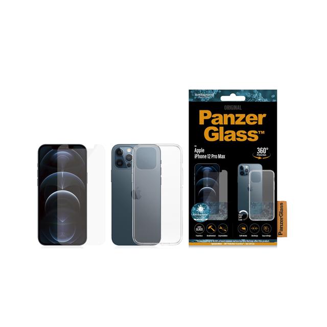 panzerglass iphone 12 pro max clearcase screen protector full protection treated w anti microbial anti scratch anti ageing anti discoloration supports wireless charging bundle - SW1hZ2U6NzExNzM=