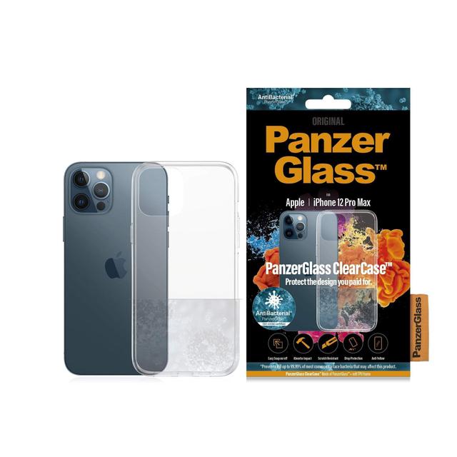 panzerglass iphone 12 pro max clearcase drop protection treated w anti microbial anti scratch anti ageing anti discoloration screen protector friendly supports wireless charging clear - SW1hZ2U6NzEyMDU=