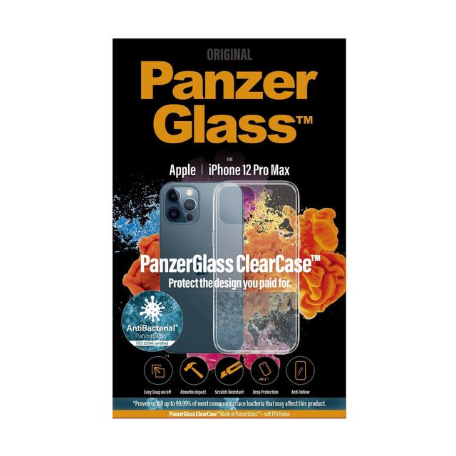 panzerglass iphone 12 pro max clearcase drop protection treated w anti microbial anti scratch anti ageing anti discoloration screen protector friendly supports wireless charging clear - SW1hZ2U6NzEyMDY=