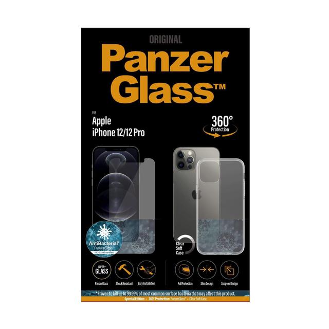 كفر وشاشة حماية PanzerGlass - iPhone 12 Pro ClearCase - Bundle - SW1hZ2U6NzEyMjY=