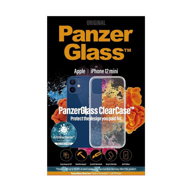 panzerglass iphone 12 mini clearcase drop protection treated w anti microbial anti scratch anti ageing anti discoloration screen protector friendly supports wireless charging clear - SW1hZ2U6NzEyNzQ=