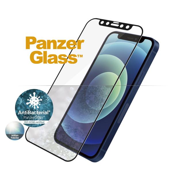 panzerglass anti glare iphone 12 mini screen protector edge to edge tempered glass w anti microbial surface protection case friendly easy install black frame anti glare - SW1hZ2U6NzE0NjA=
