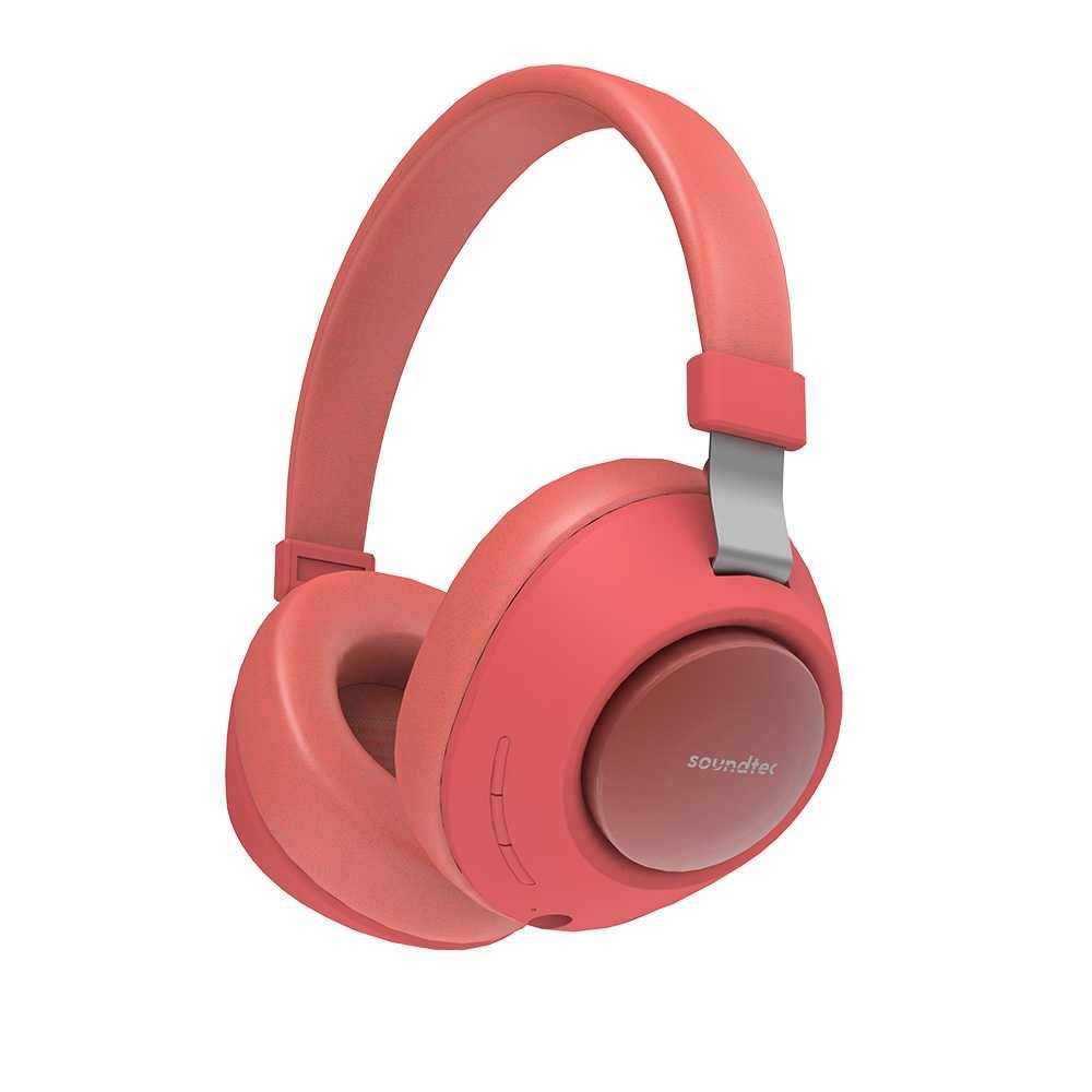 سماعة رأس لاسلكية Porodo Soundtec Deep Sound Wireless Over-Ear Headphone - أحمر