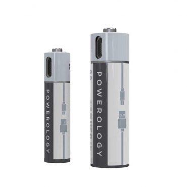 بطارية Powerology - USB Rechargeable Lithium-ion Battery AAA ( 4pcs/pack ) 450mAh / 675mWh
