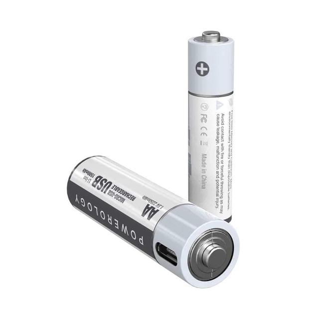 powerology usb rechargeable lithium ion battery aaa 2pcs pack 450mah 675mwh - SW1hZ2U6Njk0NDg=