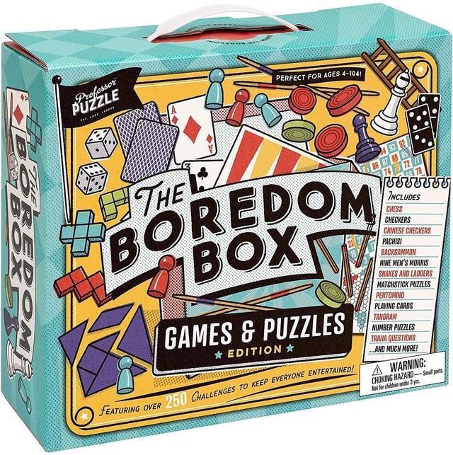 professor puzzle the boredom box huge games puzzles set over 250 activities from classic board games to lateral thinking puzzles brain train indoor games for kids family friends game night - SW1hZ2U6NTgxODk=