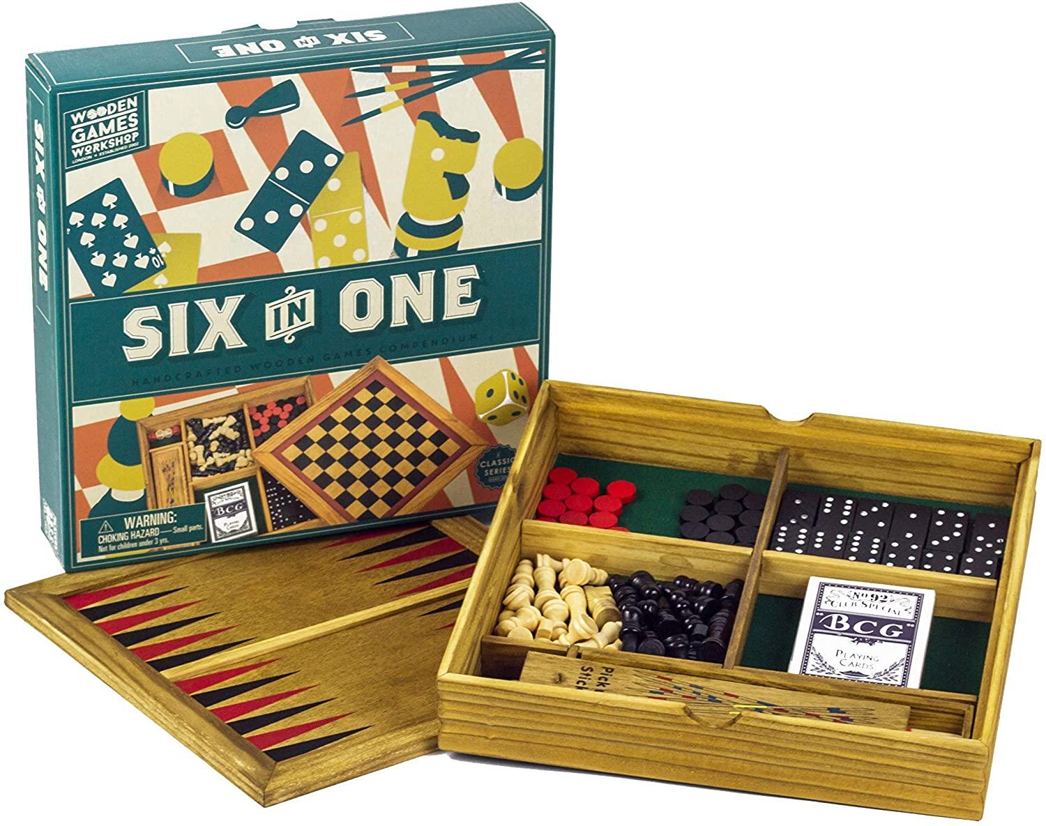 مجموعة ألعاب خشبية 6 في 1 Professor Puzzle - WOODEN GAMES COMPENDIUM