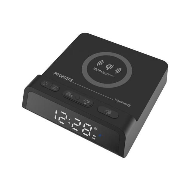 Promate Alarm Clock With Qi Wireless Charger Black - SW1hZ2U6ODI3NTU=