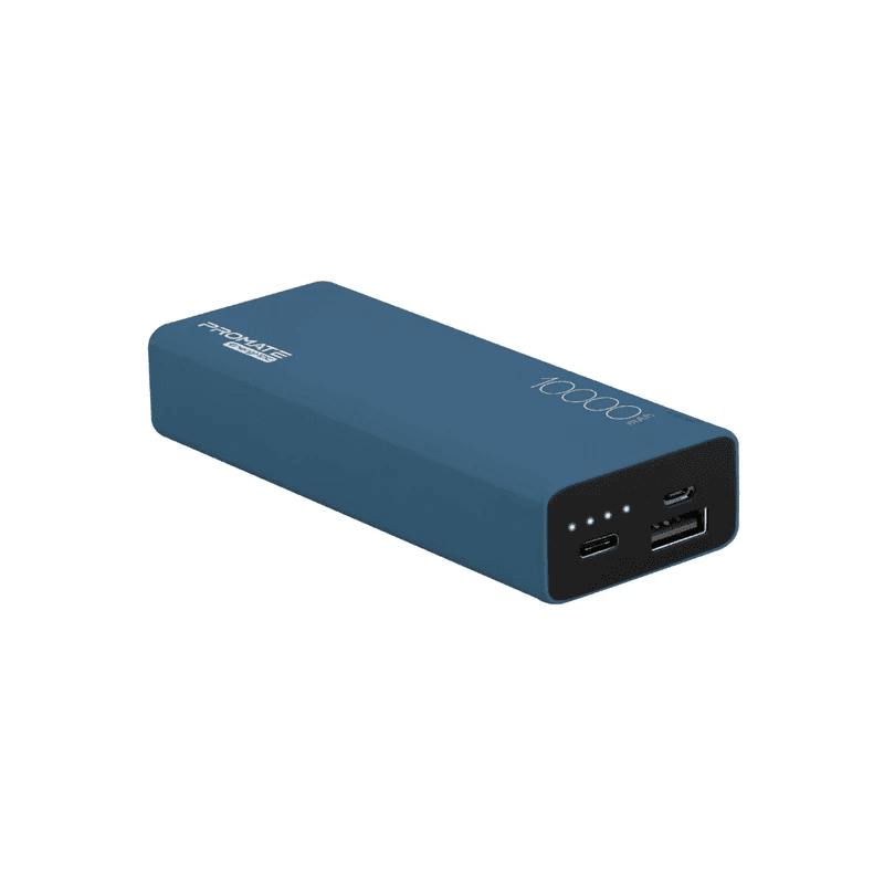 بطارية محمولة 10000mAh شحن سريع بروميت لون أزرق Promate Energi power bank USB-C ultra-slim 10000mah 2.1a USB Blue