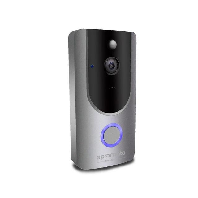 Promate Wireless Doorbell, Premium Wi-Fi HD Video Doorbell with Mic, Smart Motion Security System, Night Vision, TF Card Slot and 2-Way Audio Support for Android Smartphones, Ranger-1 Grey - SW1hZ2U6ODEzNjc=
