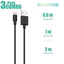 ravpower 3 pack usb cable with lightning connector 0 6m 1m 2m black - SW1hZ2U6Mzc2NjA=