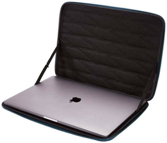 thule gauntlet 4 macbook pro 16 sleeve rugged protection shock absorbing polyurethane case premium quality easy to carry for apple macbook pro 16 15 and simiar sized pc laptops blue - SW1hZ2U6NjE0NzE=