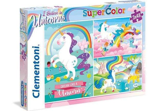 UNICORN super color puzzle unicorns 3x48 pcs - SW1hZ2U6NTk1ODA=