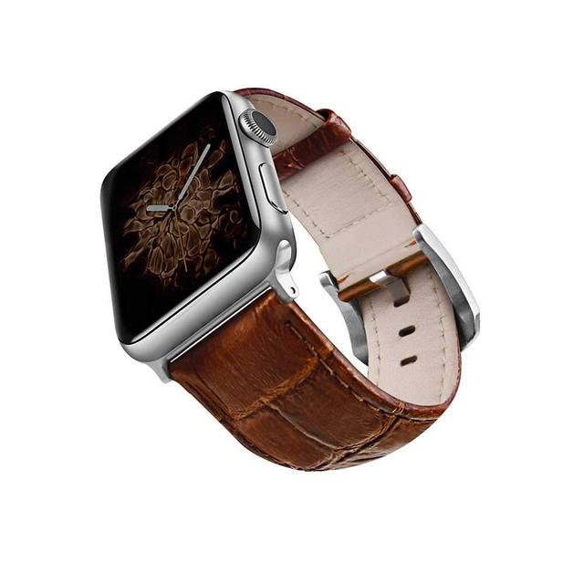 viva madrid montre crox leather strap for apple watch 42 44mm brown silver - SW1hZ2U6NDk0MDY=