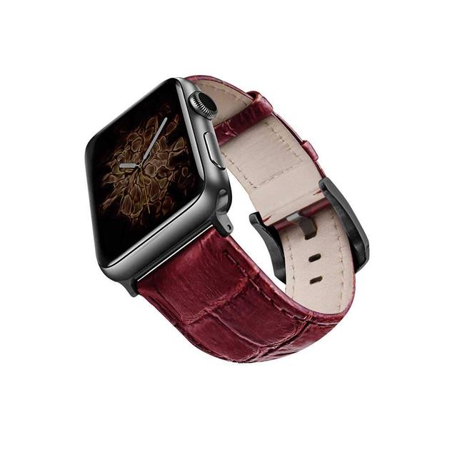 viva madrid montre crox leather strap for apple watch 42 44mm red black - SW1hZ2U6NDkzOTY=