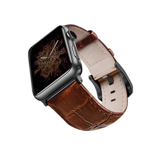 viva madrid montre crox leather strap for apple watch 42 44mm brown black - SW1hZ2U6NDkzOTQ=