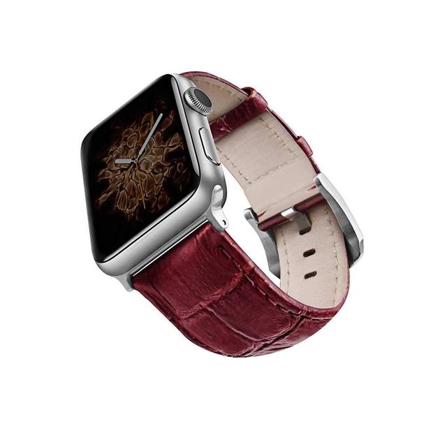 viva madrid montre crox leather strap for apple watch 42 44mm red silver - SW1hZ2U6NDUxNTk=