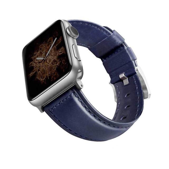 viva madrid montre cordovan leather strap for apple watch 42 44mm blue silver - SW1hZ2U6NDUxNTc=
