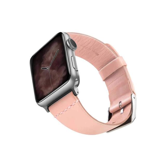 viva madrid montre allure leather strap for apple watch 42 44mm pink silver - SW1hZ2U6NDUxNTM=