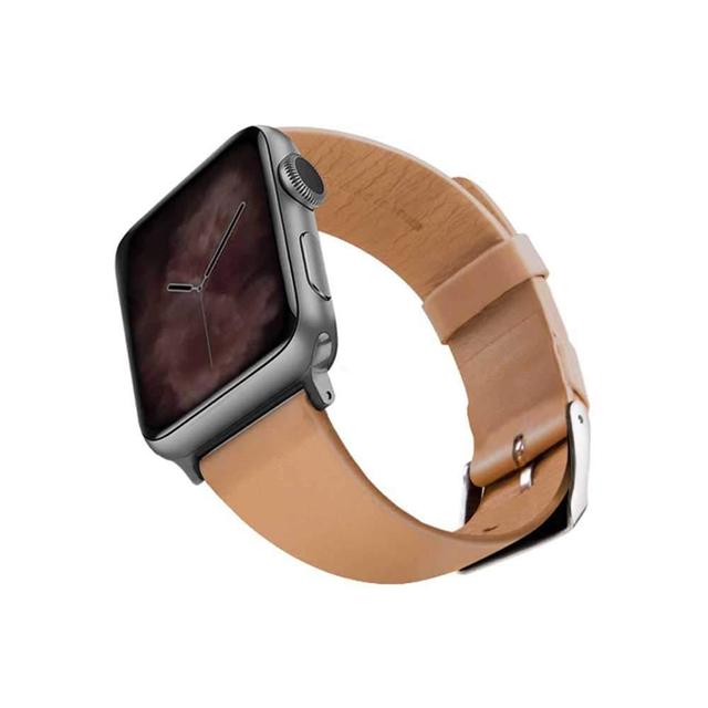 viva madrid montre allure leather strap for apple watch 42 44mm light brown silver - SW1hZ2U6NDUxNTE=