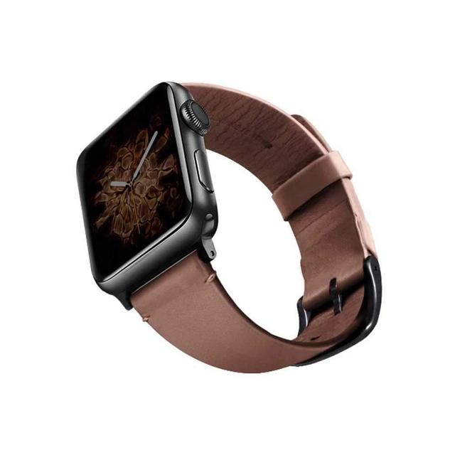 viva madrid montre vellum leather strap for apple watch 42 44mm dark brown black - SW1hZ2U6NDUxMzk=