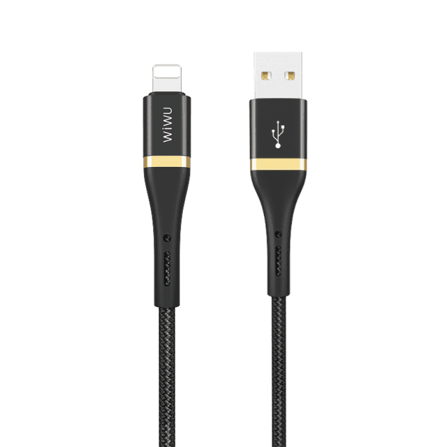 كيبل WIWU ELITE DATA CABLE ED-100 2.4A USB TO LIGHTNING 1.2M - BLACK - SW1hZ2U6ODAxMzM=