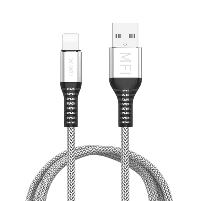 wiwu wp202 lightning to usb cable mfi fast data cable 2 4a 1 2m silver - SW1hZ2U6ODAyMDU=