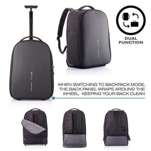 xd design bobby backpack trolley convertible laptop tablet travel bag cut resistant rfid protected pockets tsa lock w usb charging port multi compartments for business or casual black - SW1hZ2U6NTg1NDY=