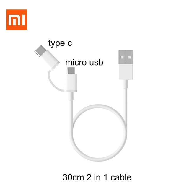 كابل Mi  ٢ في ١ micro  USB  و Type-c  الأبيض (30سم) - شاومي - SW1hZ2U6NTIzNTg=