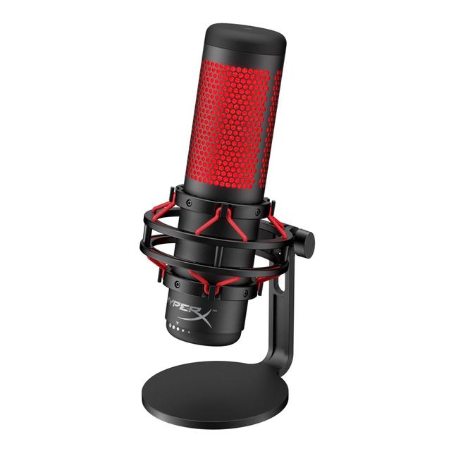 hyperx quadcast standalone microphone usb condenser mic 4 selectable polar patterns great for gaming recording broadcast podcasting works w pc ps4 and mac black red - SW1hZ2U6ODcyNjc=