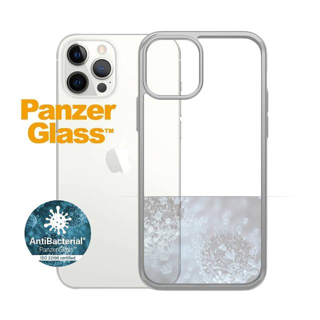 كفر بإطار فضي PanzerGlass iPhone 12/12 Pro ClearCase - Drop Protection Treated w/ AntiMicrobial, Anti-Scratch, Anti Ageing & Discoloration, Screen Protector Friendly Supports Wireless Charging - SW1hZ2U6ODY5MTM=