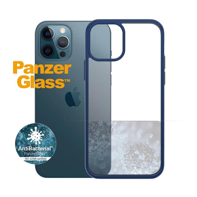كفر بإطار أزرق PanzerGlass iPhone 12/12 Pro ClearCase - Drop Protection Treated w/ AntiMicrobial, Anti-Scratch, Anti Ageing & Discoloration, Screen Protector Friendly Supports Wireless Charging - SW1hZ2U6ODY5MDc=