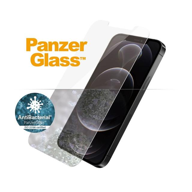panzerglass like a pro apple iphone 12 12 pro screen protector standard fit tempered glass w antimicrobial surface protection case friendly easy install clear - SW1hZ2U6ODUyNjE=