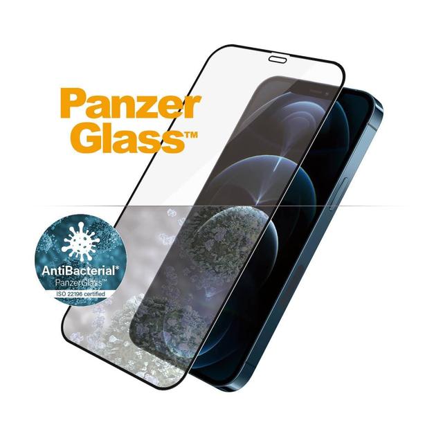 حامي الشاشة بإطار أسود PanzerGlass Like A Pro Apple iPhone 12 Pro Max Screen Protector - Edge to Edge Fit Tempered Glass w/ AntiMicrobial Surface Protection, Case Friendly & Easy Install - SW1hZ2U6ODUyMzc=