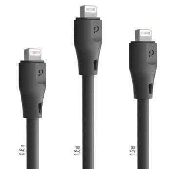 Porodo PVC 3 in 1 Lightning Cable ( 0.6m / 1.2m / 1.8m ) 2.4A - Black - SW1hZ2U6ODcyMzI=