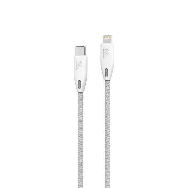 كيبل أيفون Powerology Braided USB-C to Lightning Cable 1.2M - White - SW1hZ2U6MTAxNDM2