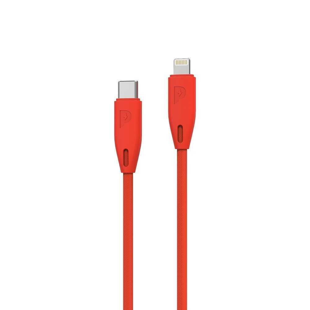 كيبل أيفون Powerology Braided USB-C to Lightning Cable 1.2M - White - 3}